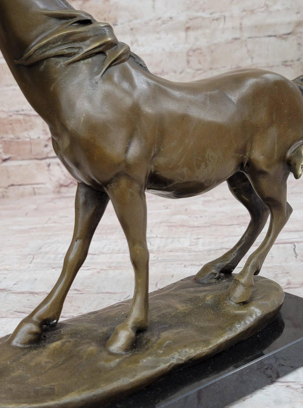 Signed Horse Head Bust Art Deco Bronze Sculpture Statue Figurine Home Decor