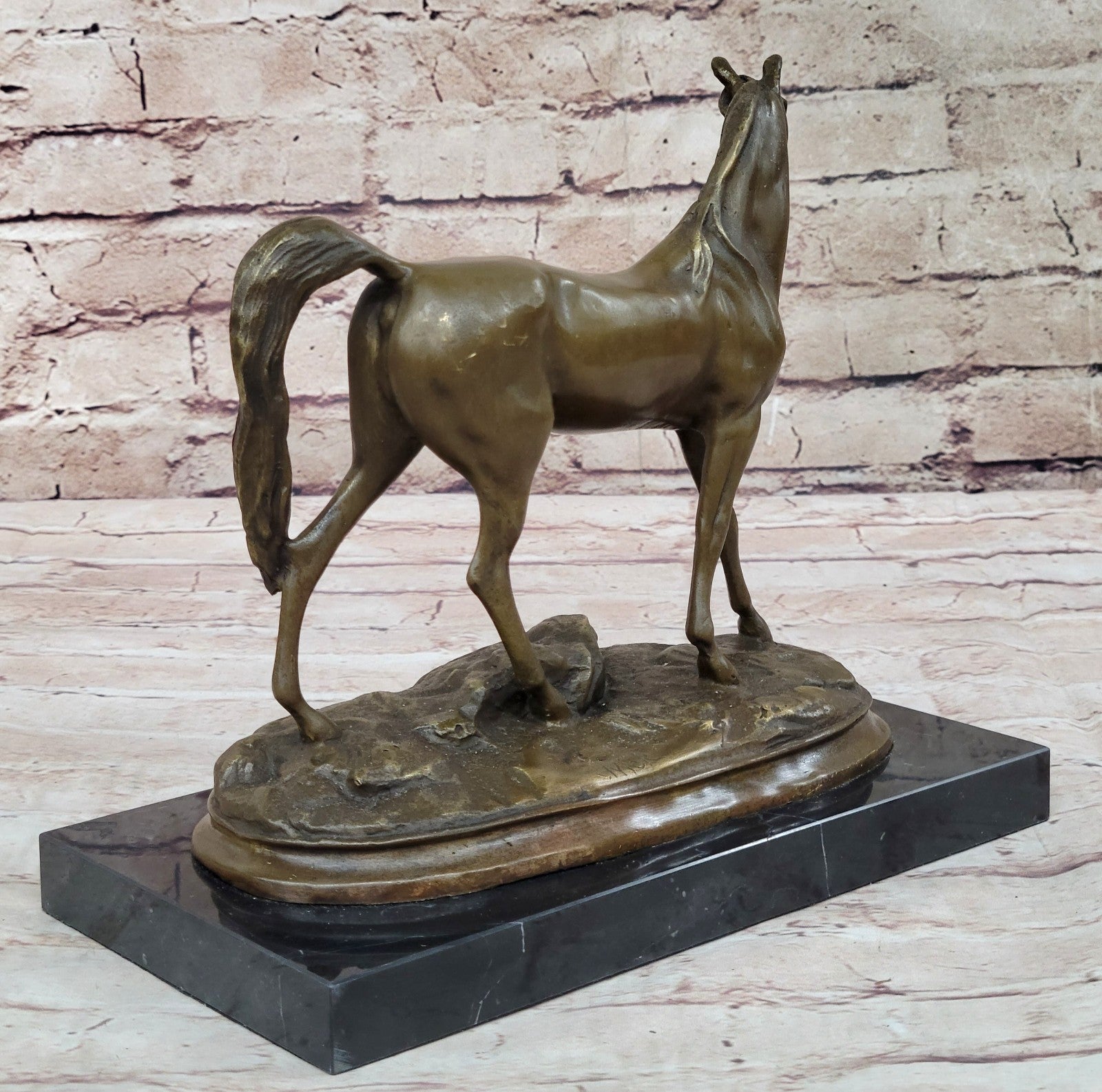 Art Deco Collector Edition Stallion Wild Arabian Horse Trophy Bronze Sculpture