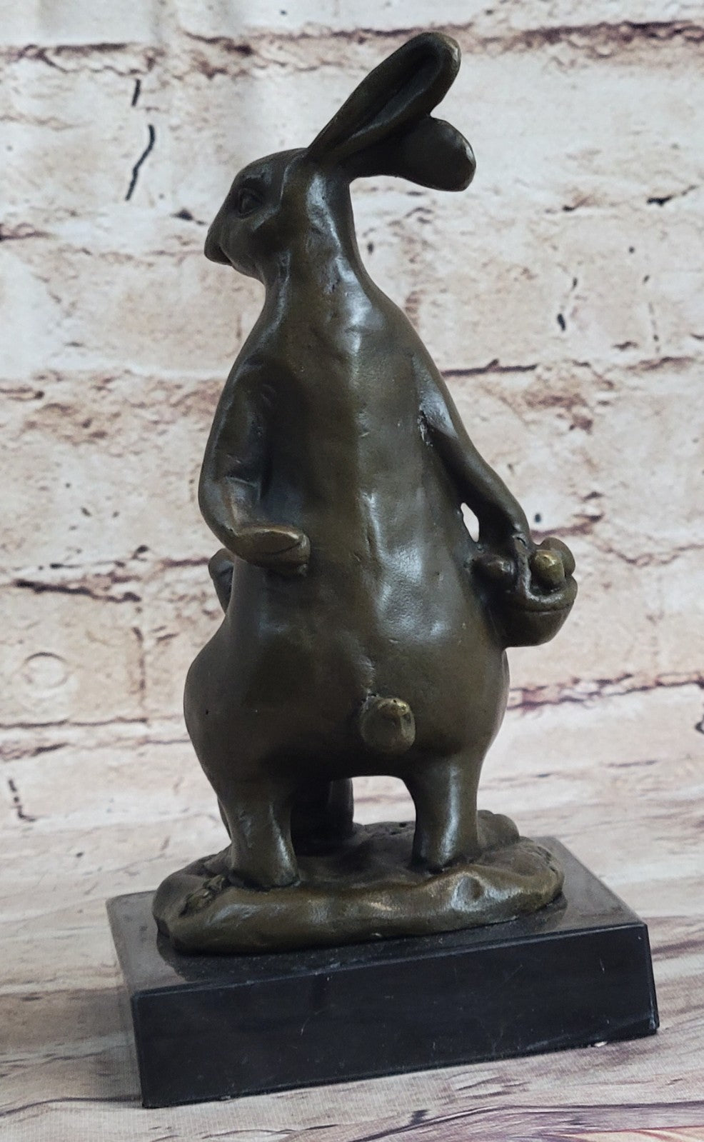 Bronze Sculpture Signed Original Milo Rabbit and Baby Girl Bronze Sculpture Stat