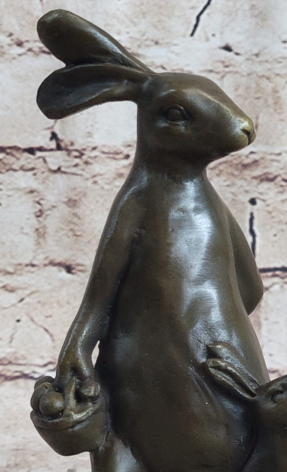 Bronze Sculpture Signed Original Milo Rabbit and Baby Girl Bronze Sculpture Stat