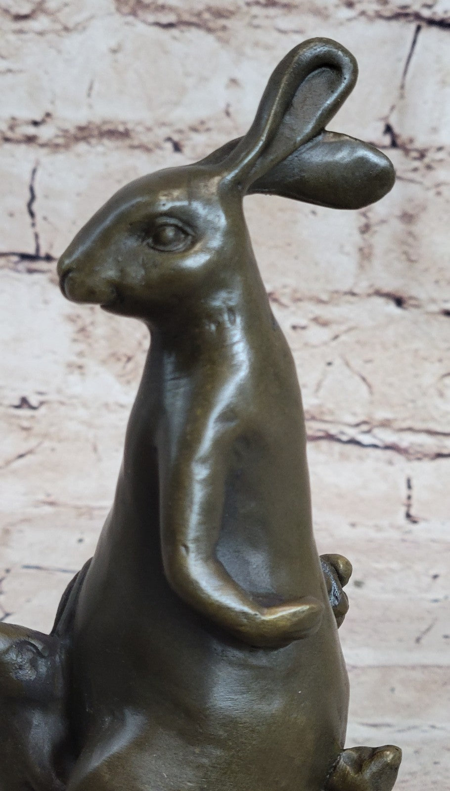 Bronze Sculpture Signed Original Milo Rabbit and Baby Girl Bronze Sculpture Stat