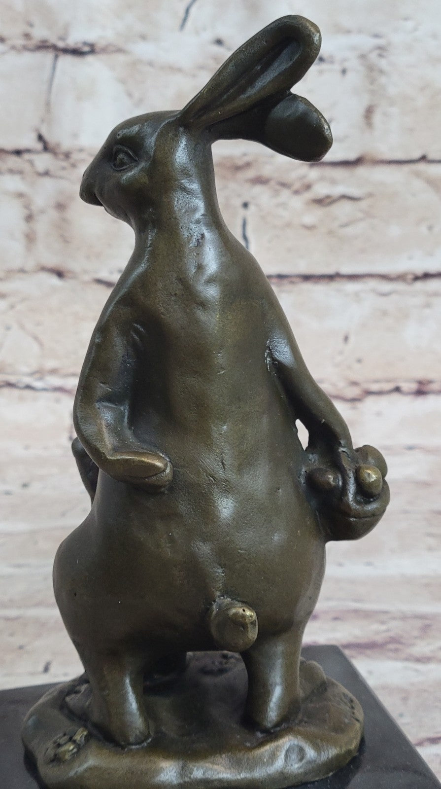 Bronze Sculpture Signed Original Milo Rabbit and Baby Girl Bronze Sculpture Stat