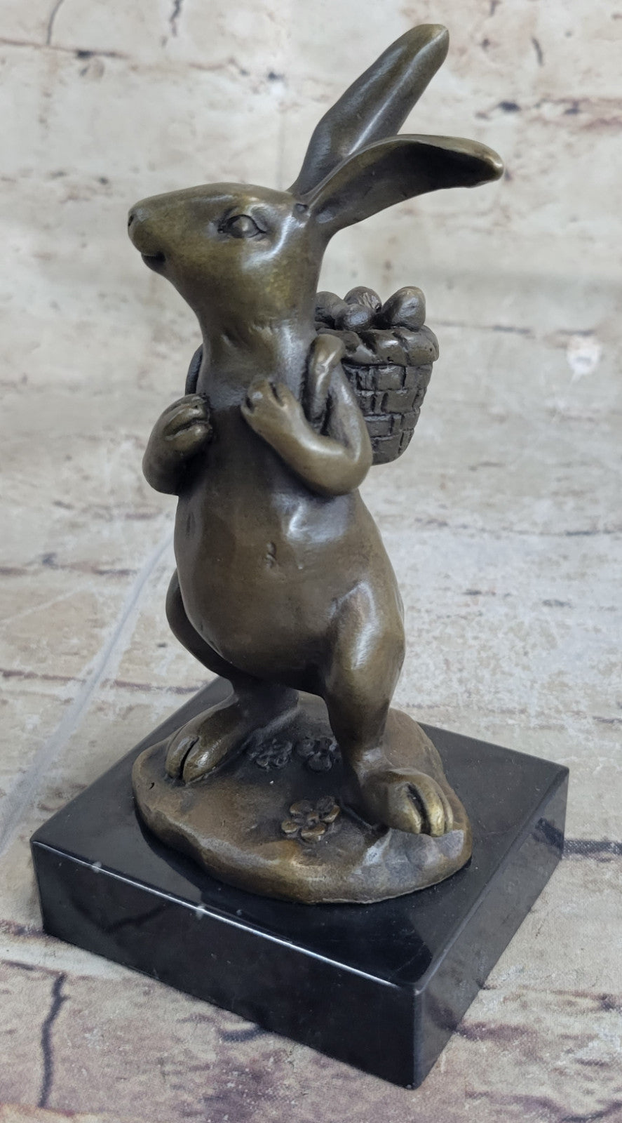 Cast Iron Bunny Rabbit Garden Statue Patio Yard Bronze Handcrafted Detailed Sale