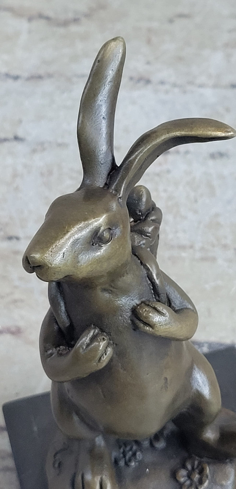 Cast Iron Bunny Rabbit Garden Statue Patio Yard Bronze Handcrafted Detailed Sale