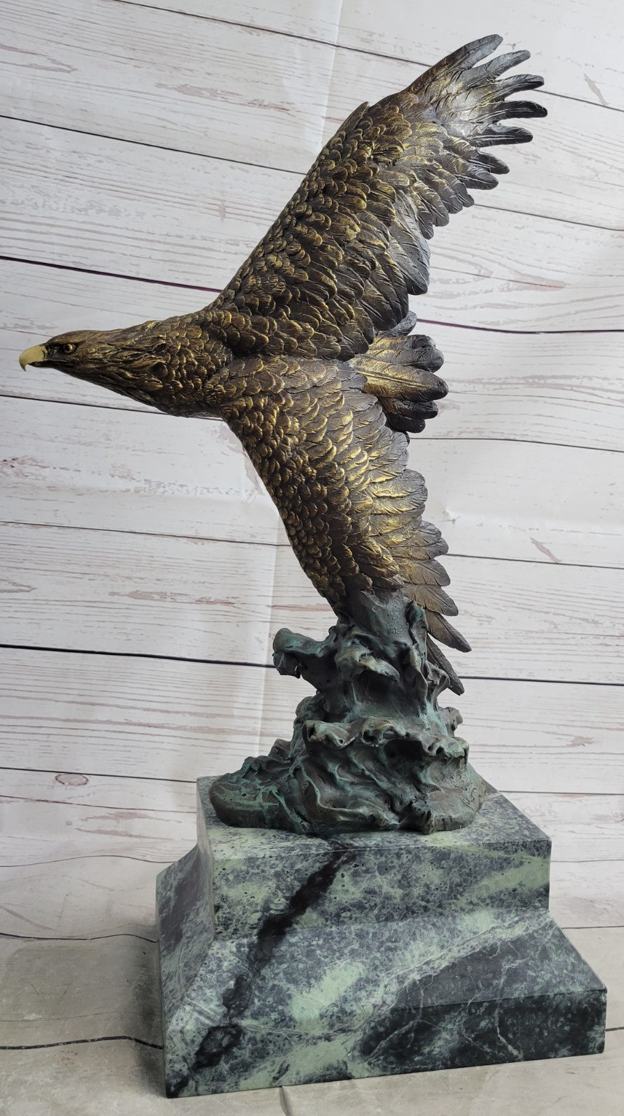 Bronze Sculpture Figure Signed Original Art Deco By Milo Large Eagle Statue