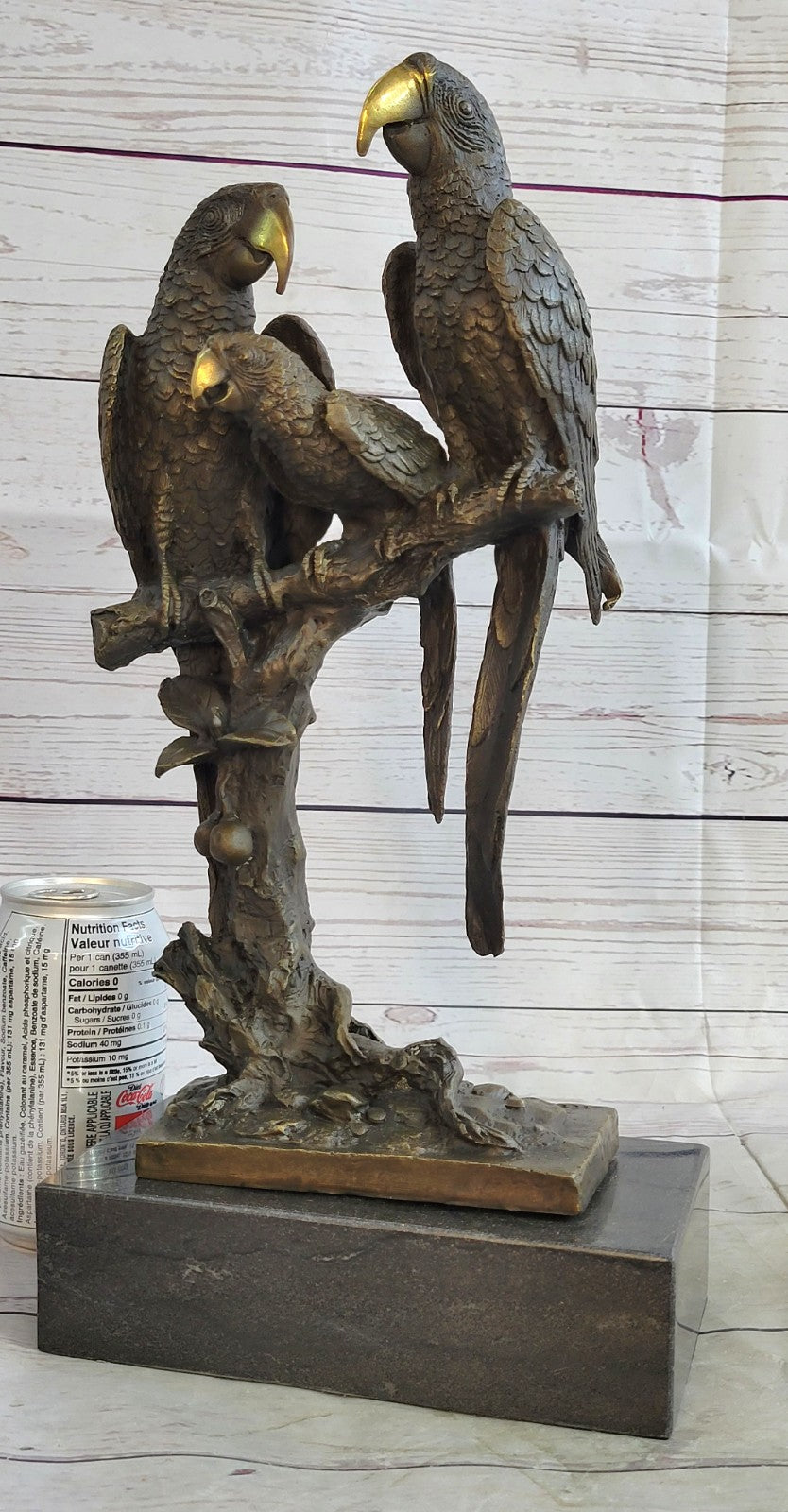 Milo`s Signed Bronze Birds: Three Brazilian Parrots Sculpture - Collector`s Item