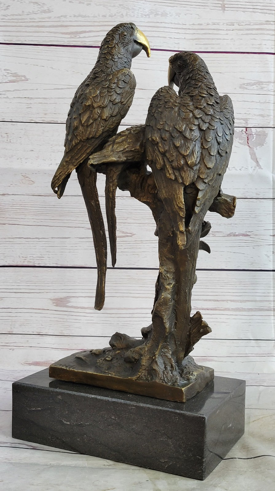 Milo`s Signed Bronze Birds: Three Brazilian Parrots Sculpture - Collector`s Item