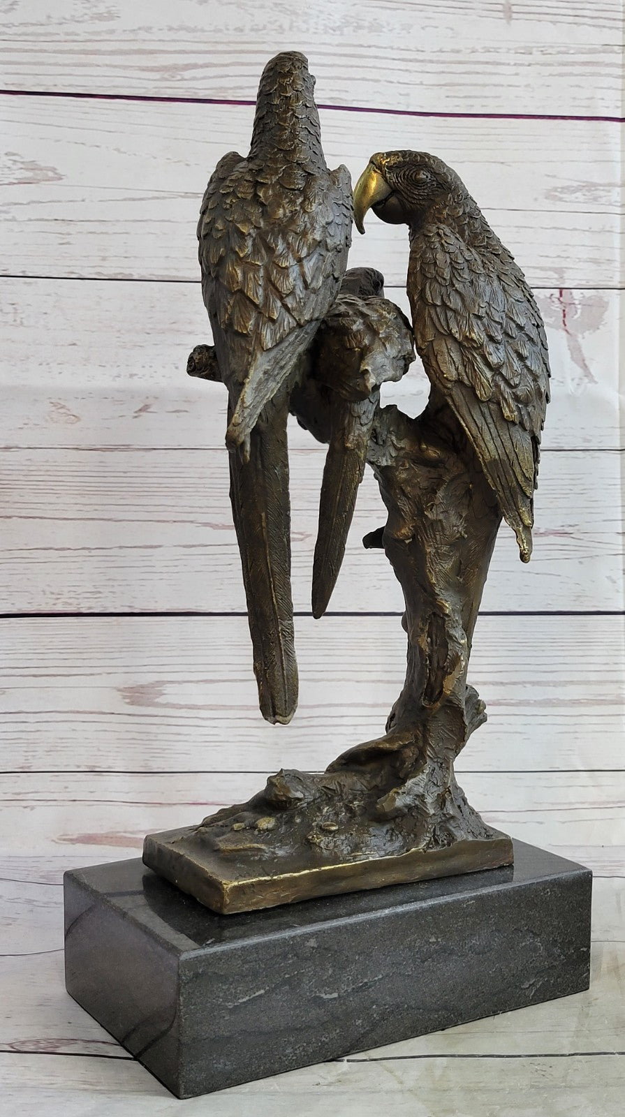Milo`s Signed Bronze Birds: Three Brazilian Parrots Sculpture - Collector`s Item