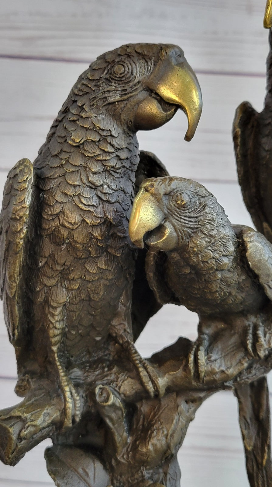 Milo`s Signed Bronze Birds: Three Brazilian Parrots Sculpture - Collector`s Item