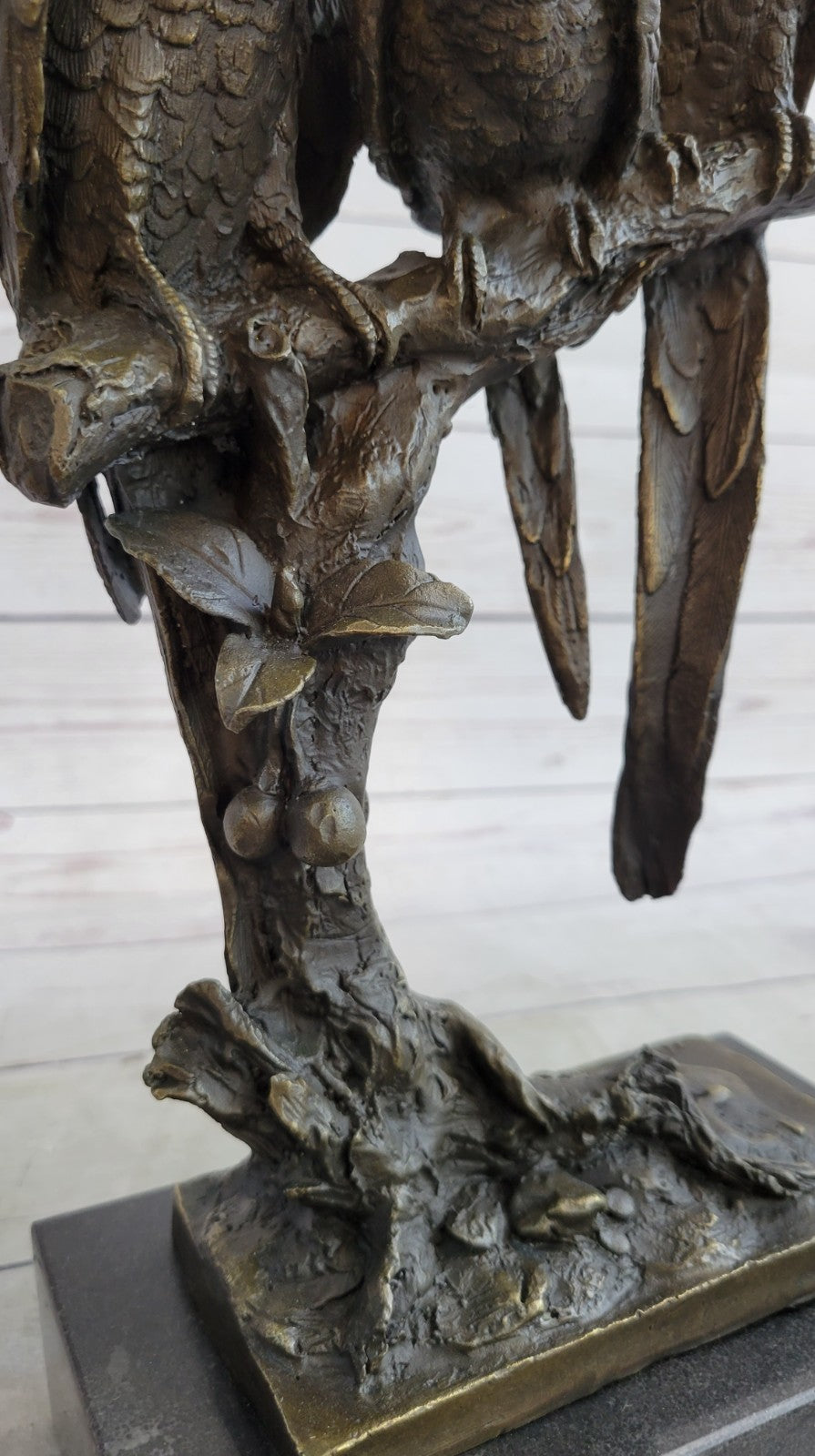 Milo`s Signed Bronze Birds: Three Brazilian Parrots Sculpture - Collector`s Item