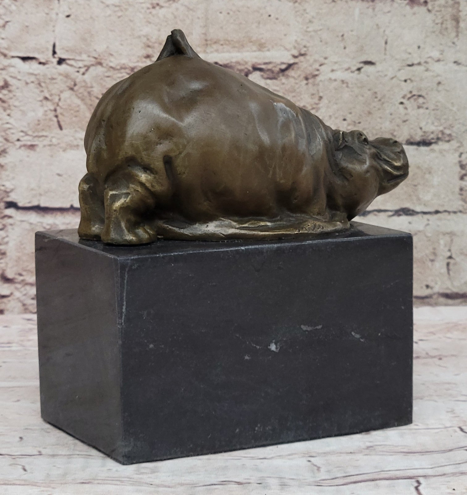 Art Deco Style Statue Sculpture hippo Wildlife Art Nouveau Style Bronze Signed