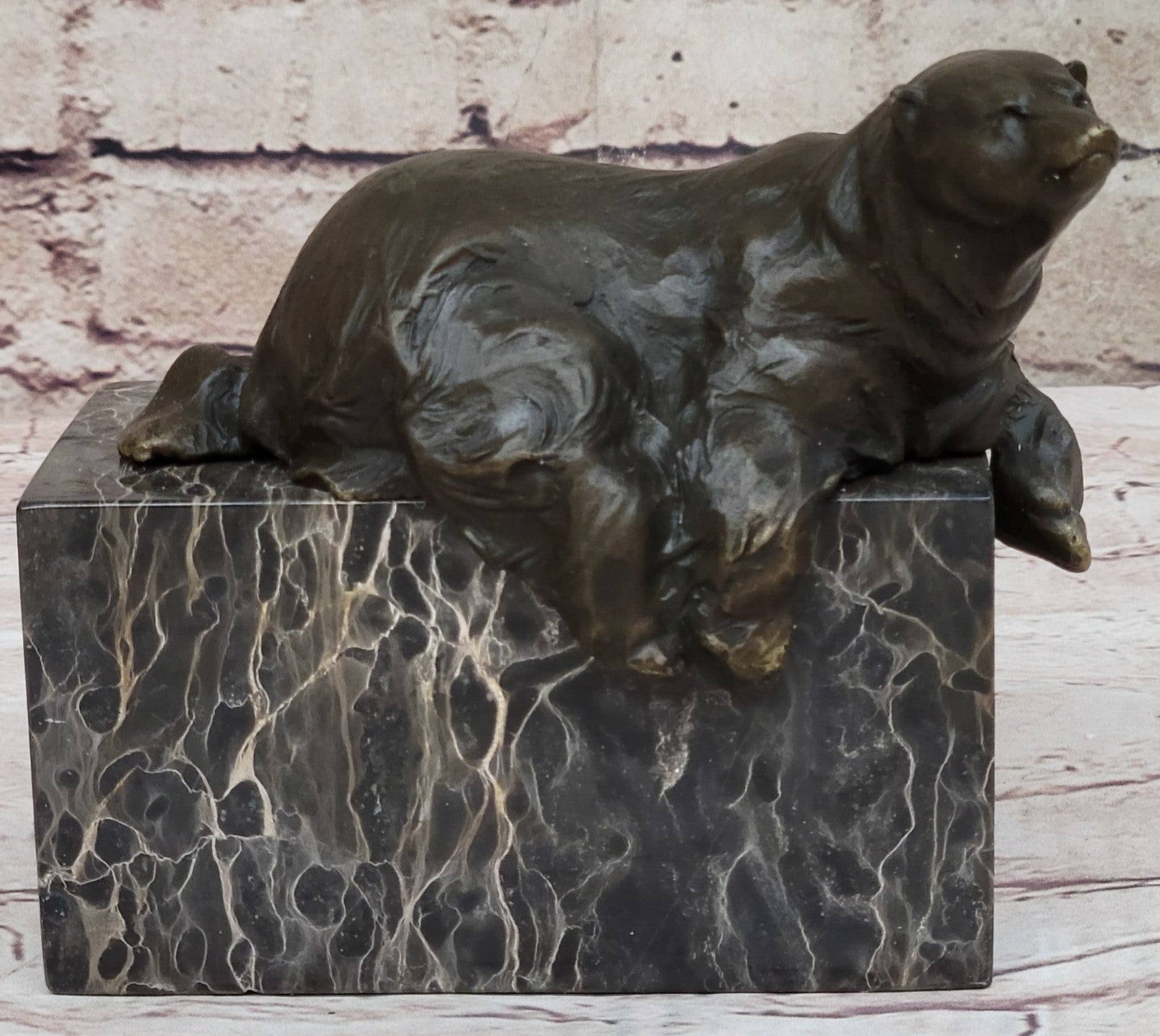 Lost Wax Method Polar Bear Bronze Sculpture Art Deco Statue Figurine Figure Sale