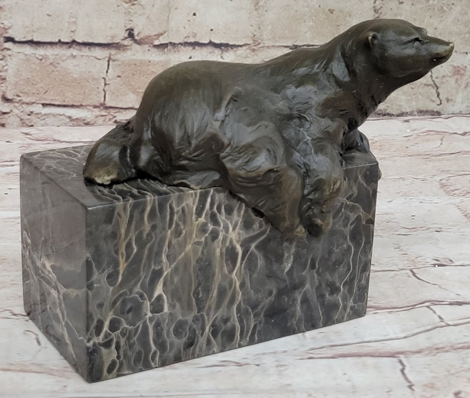 Lost Wax Method Polar Bear Bronze Sculpture Art Deco Statue Figurine Figure Sale