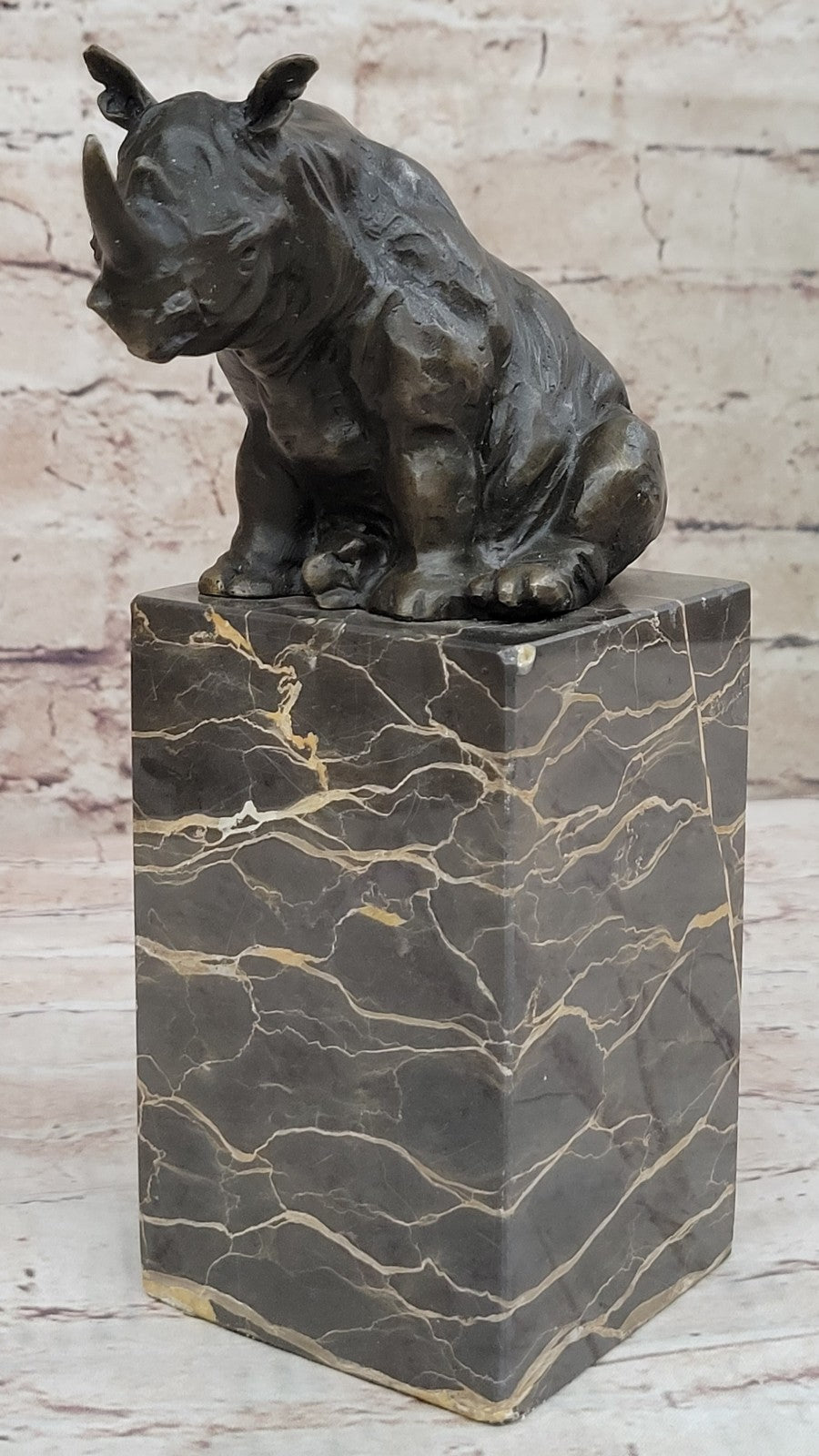 Rhino Rhinoceros Bull Bronze Sculpture Art Deco Style Signed Original Milo Sale