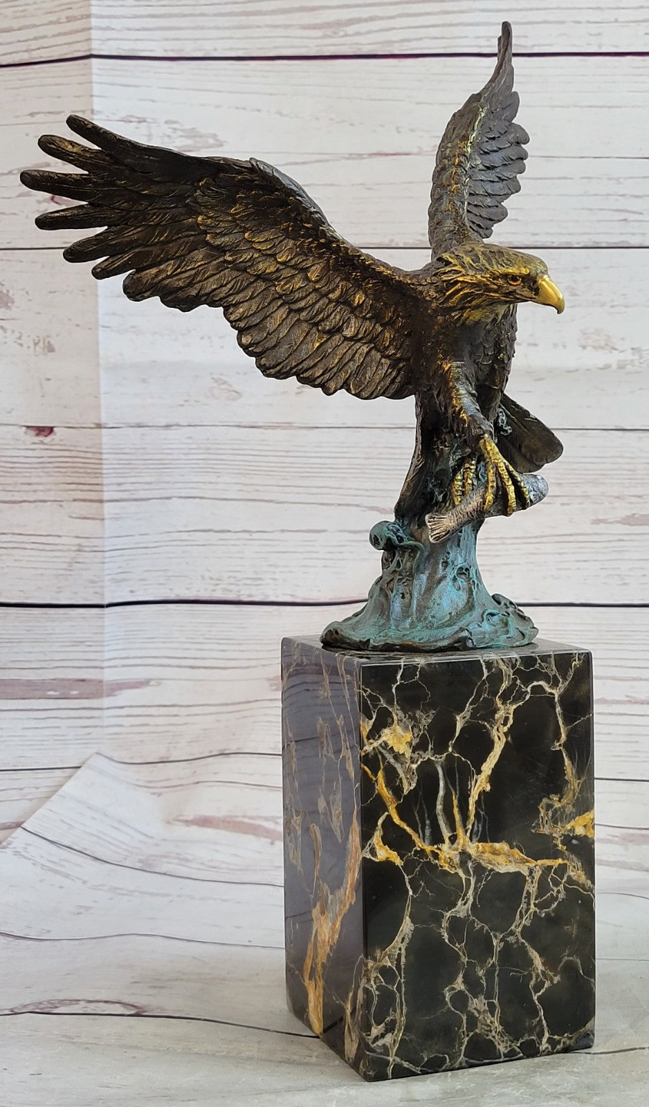 Bald Eagle Bronze Sculpture Big Bird Statue Art Deco Figure Indoor Outdoor Deal