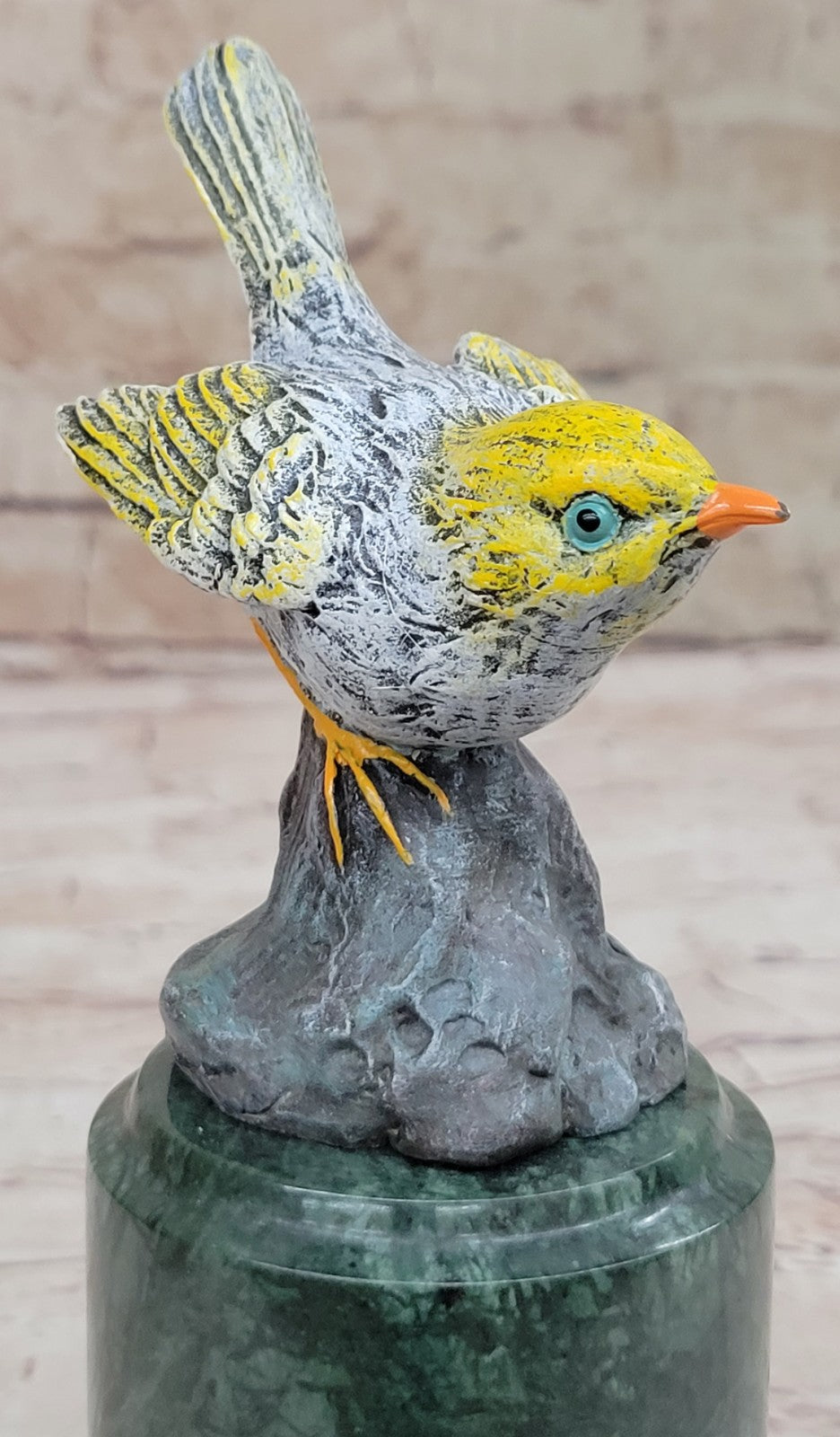 ANTIQUE SOLIDE FONTE Bronze Perroquet Miniature Fin Oiseau Figurine