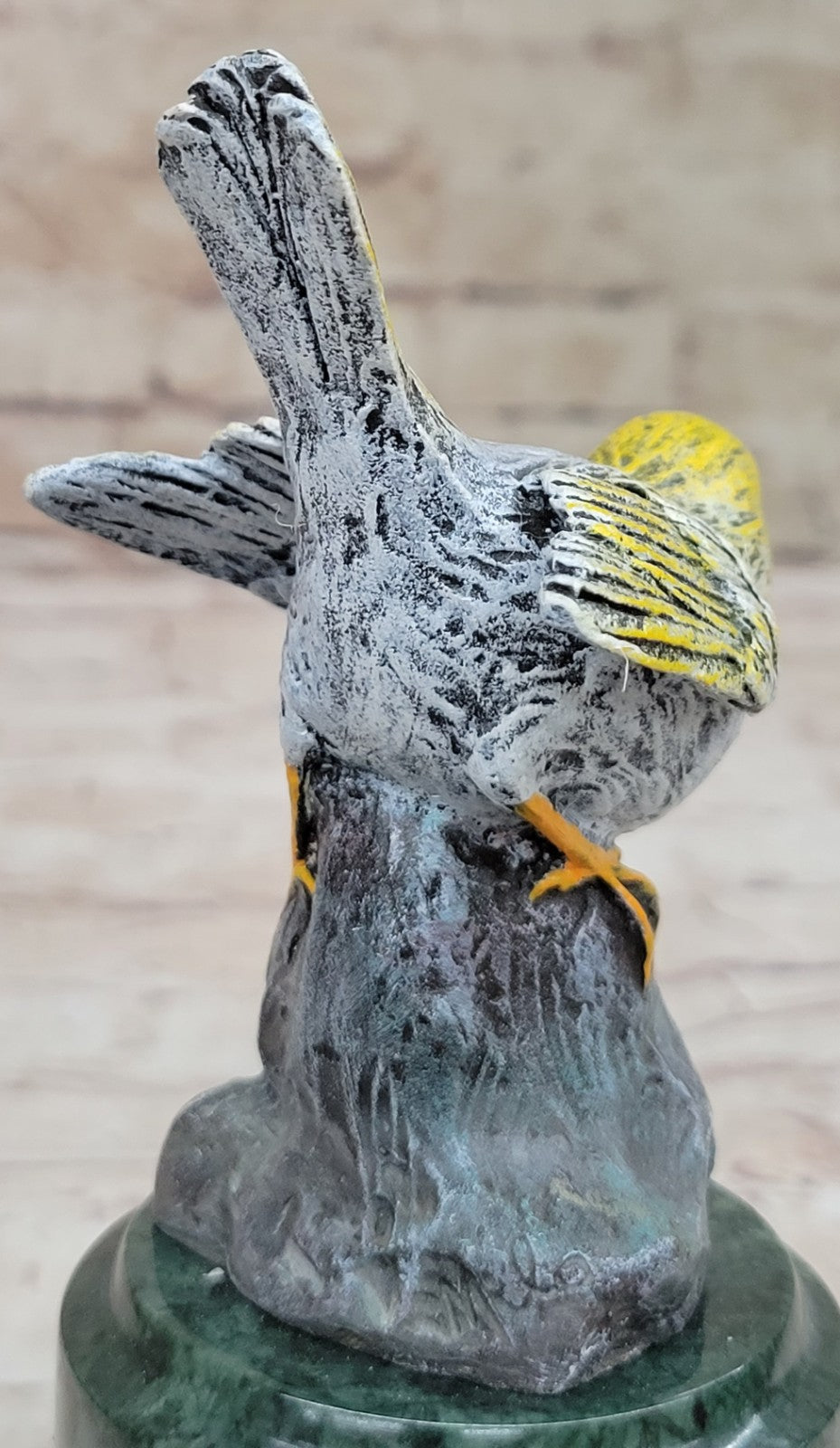 Cold Painted Bronze Sculpture Carrier Pigeon bird 9" excellent Color Art Decor