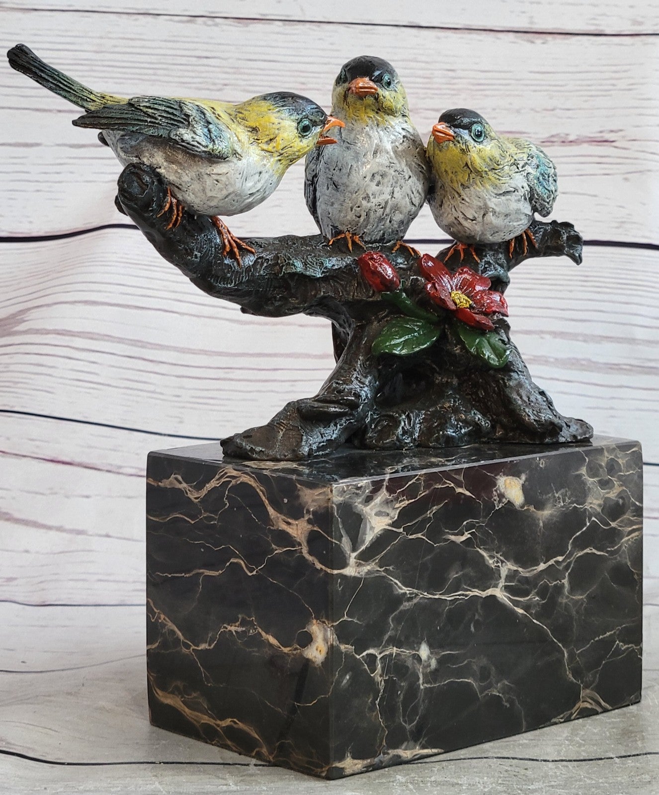 Art Deco Finch Finches Bronze Sculpture Multi Color Patina Bronze Sculpture Sale