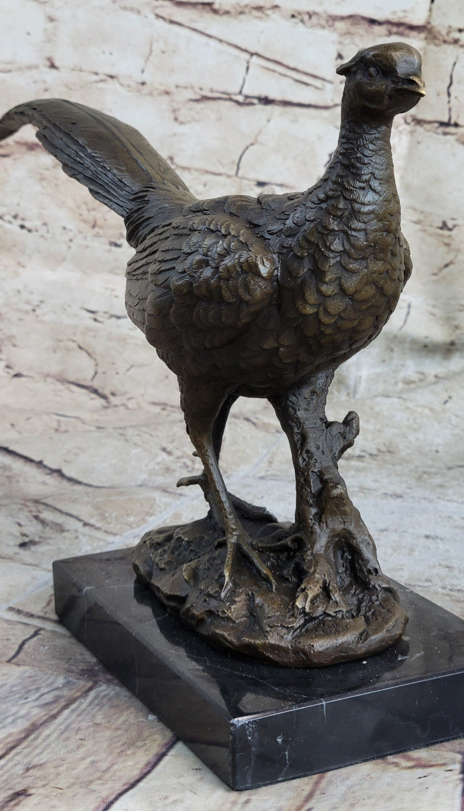 Impressive Large 12.5" Vintage Austrian Cold Painted Bronze Pheasant Bird Vienna
