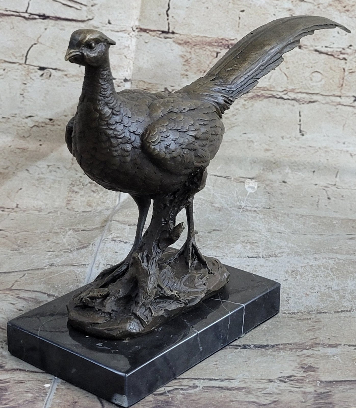 Impressive Large 12.5" Vintage Austrian Cold Painted Bronze Pheasant Bird Vienna