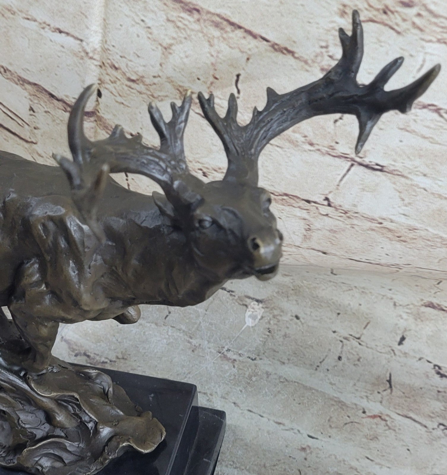 Buck Deer Elk Stag Wildlife Art Cabin Lodge Sportsman Art Bronze Marble Statue