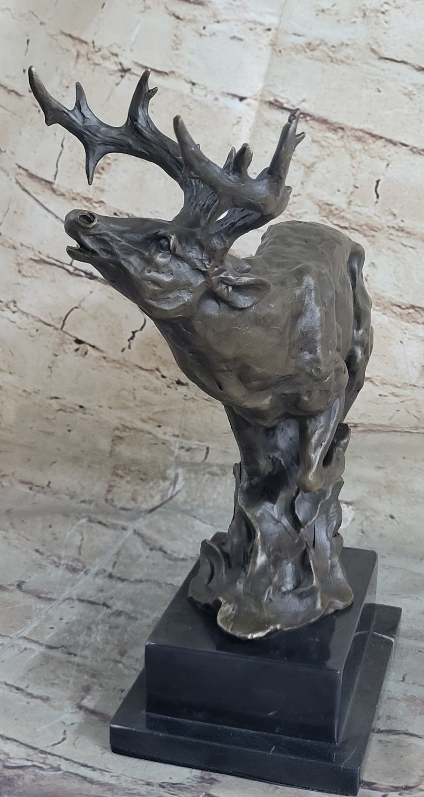 Buck Deer Elk Stag Wildlife Art Cabin Lodge Sportsman Art Bronze Marble Statue