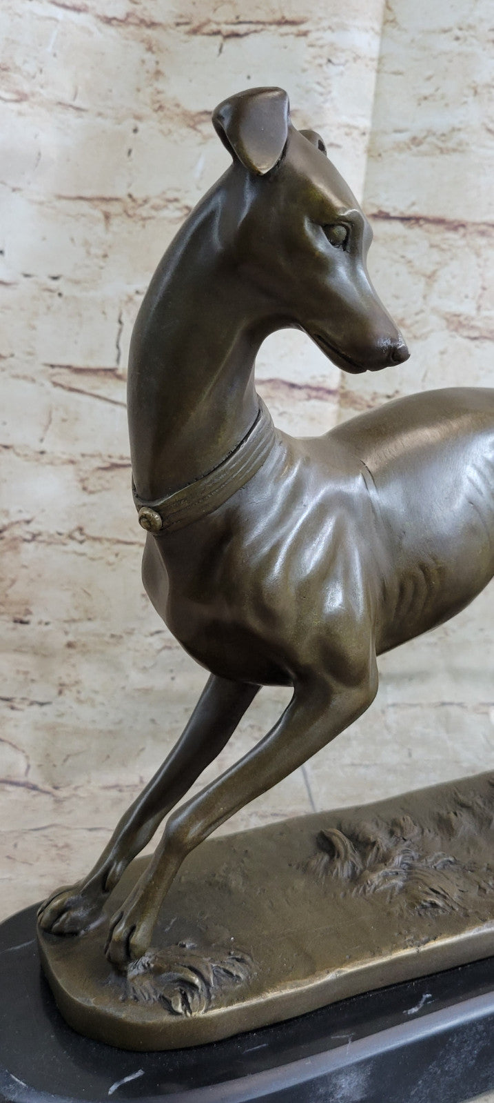 Bronze Sculpture by French Artesian Barye Animal Dog Greyhound Figurine Figure