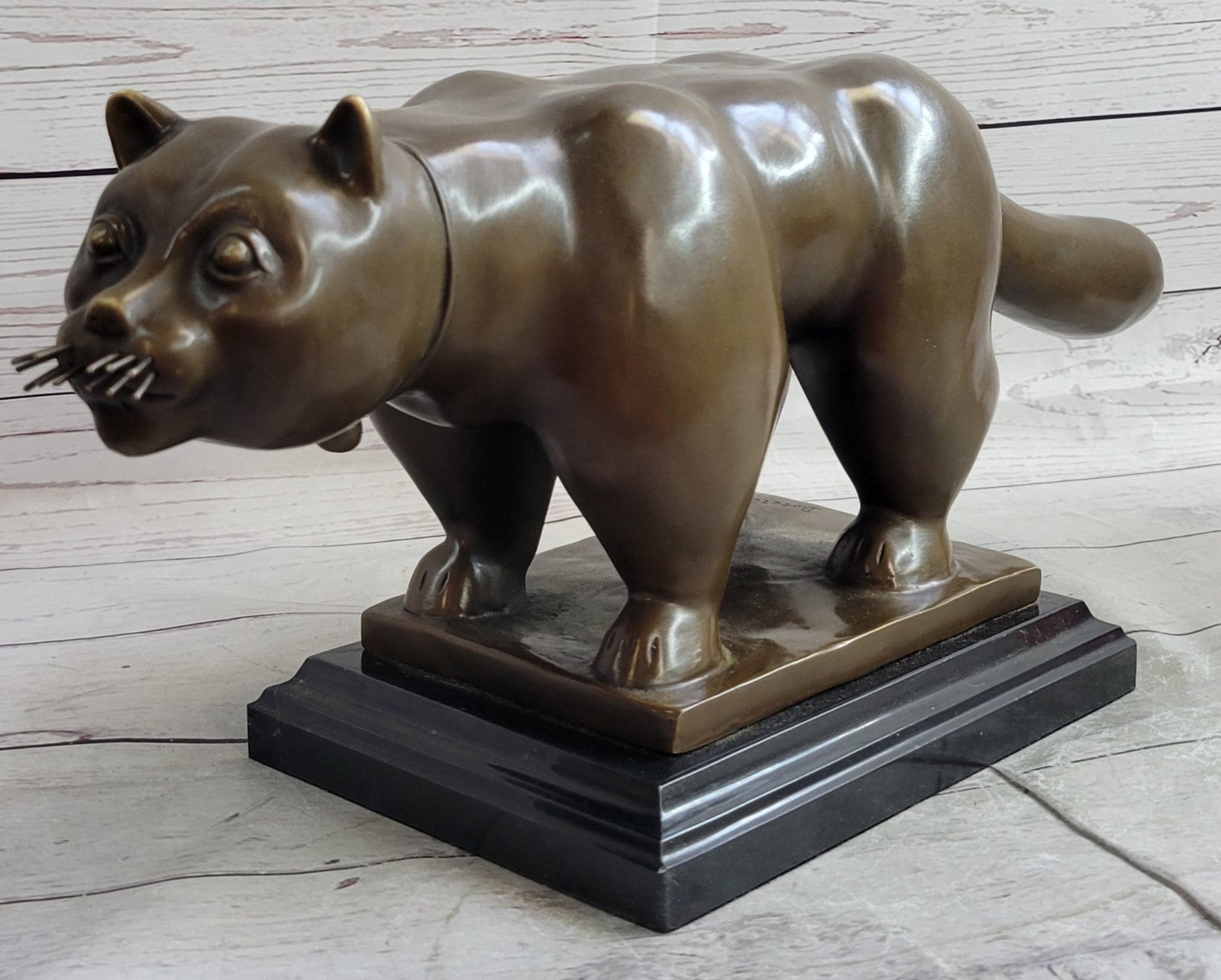 Handcrafted Detailed Botero Cat Huge Bronze Sculpture Classic Animal Sale Gift