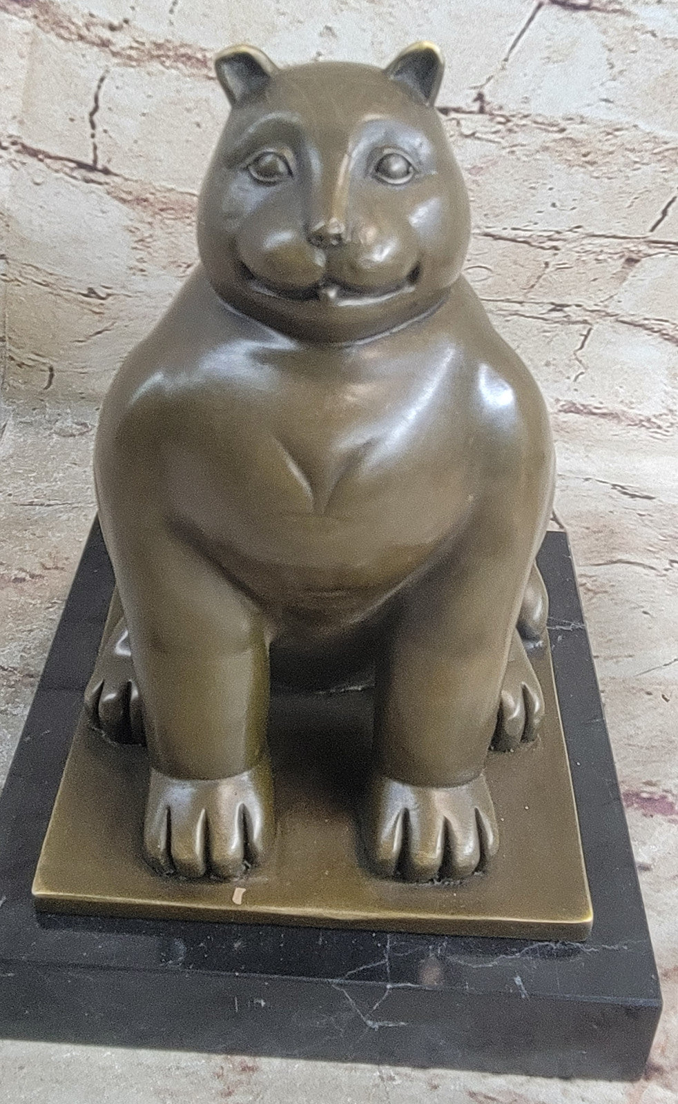Handcrafted Detailed  Hot Cast Cat by Botero Bronze Sculpture Statue Figure Sale