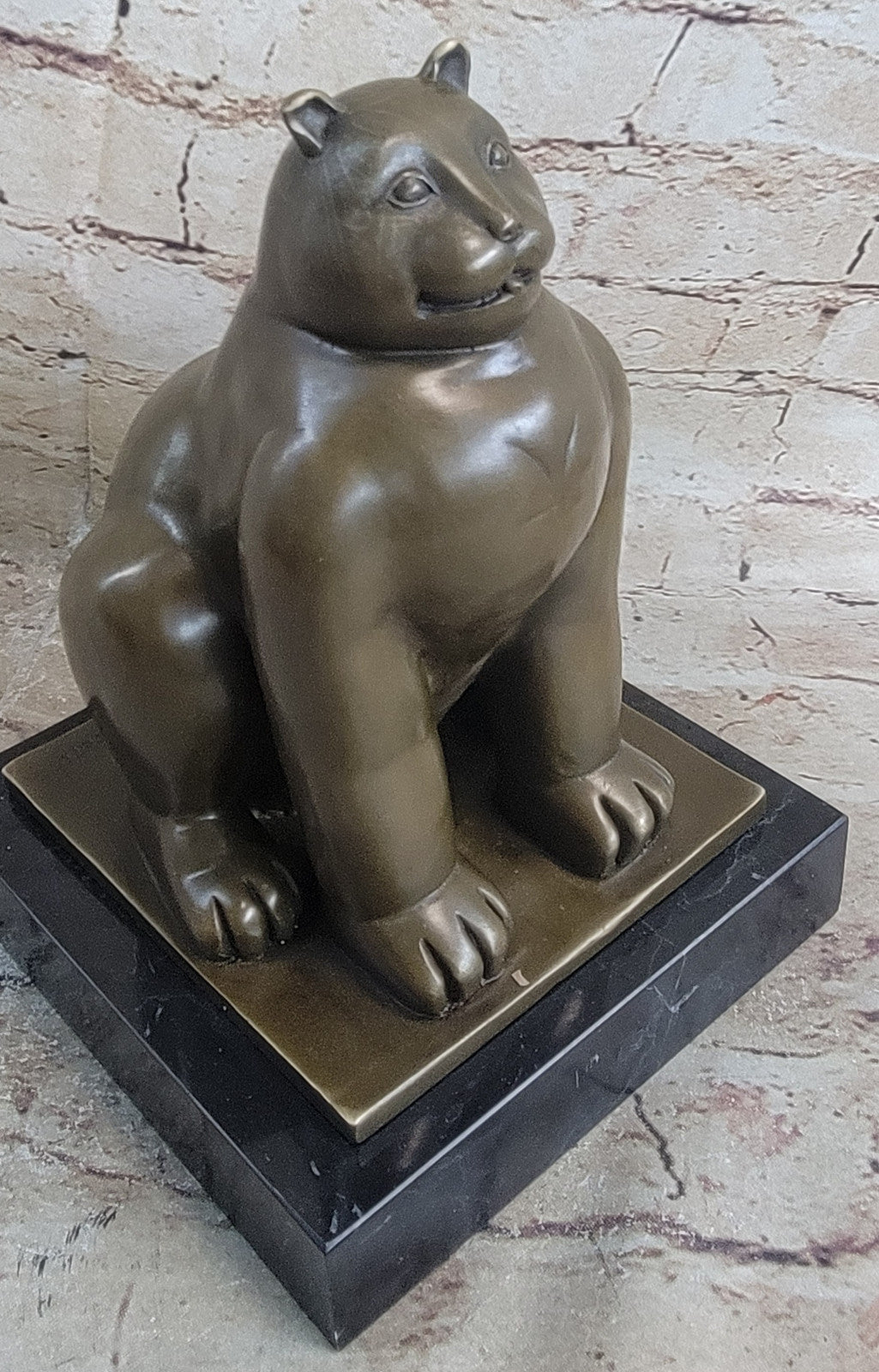 Handcrafted Detailed  Hot Cast Cat by Botero Bronze Sculpture Statue Figure Sale