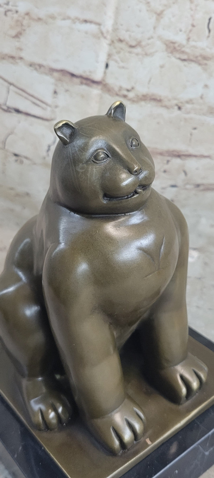 Handcrafted Detailed  Hot Cast Cat by Botero Bronze Sculpture Statue Figure Sale