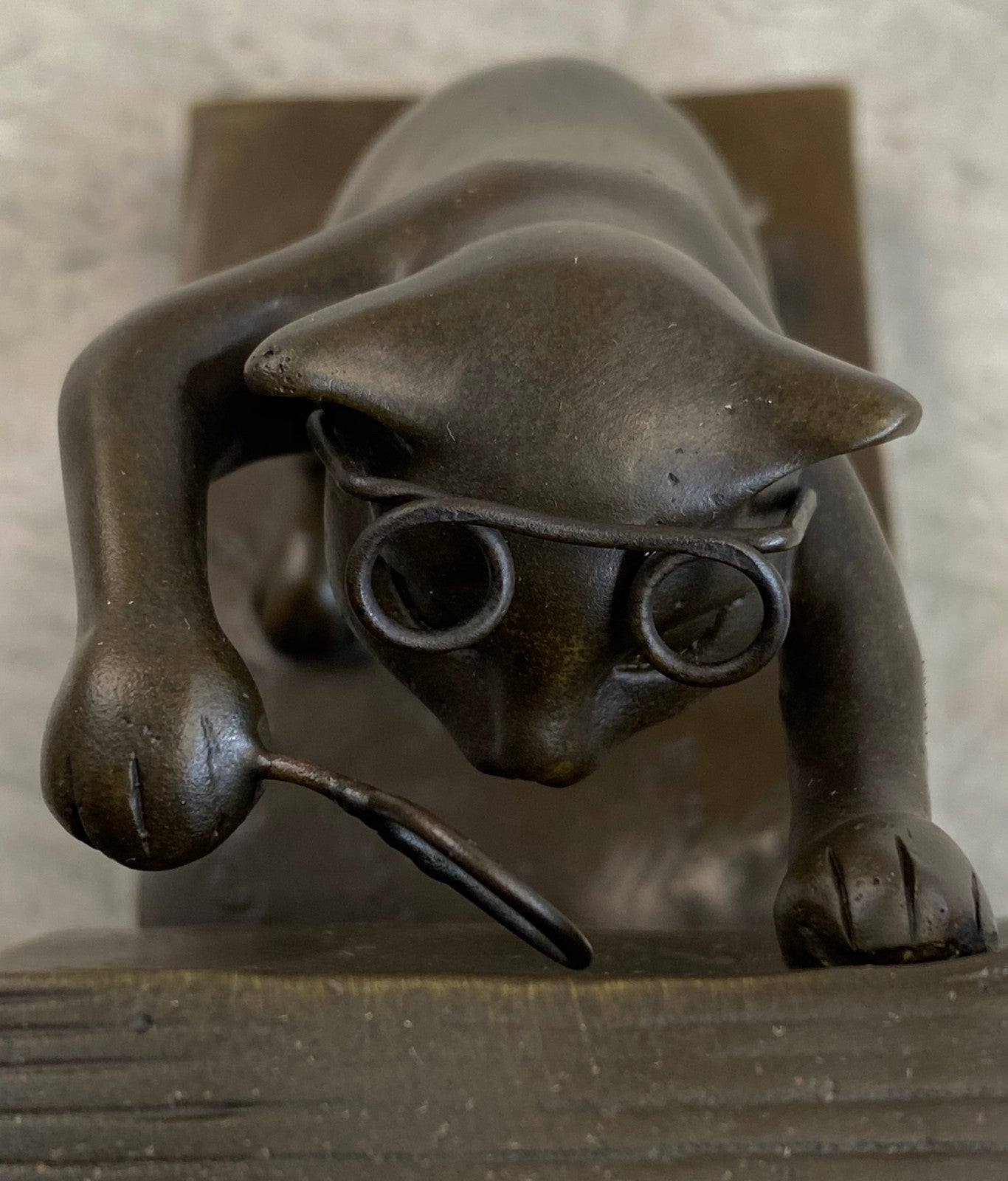 Handcrafted bronze sculpture SALE Book Bookends Cat Playful Two Original Signed