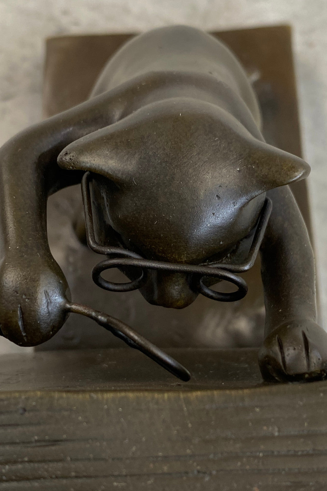 Handcrafted bronze sculpture SALE Book Bookends Cat Playful Two Original Signed