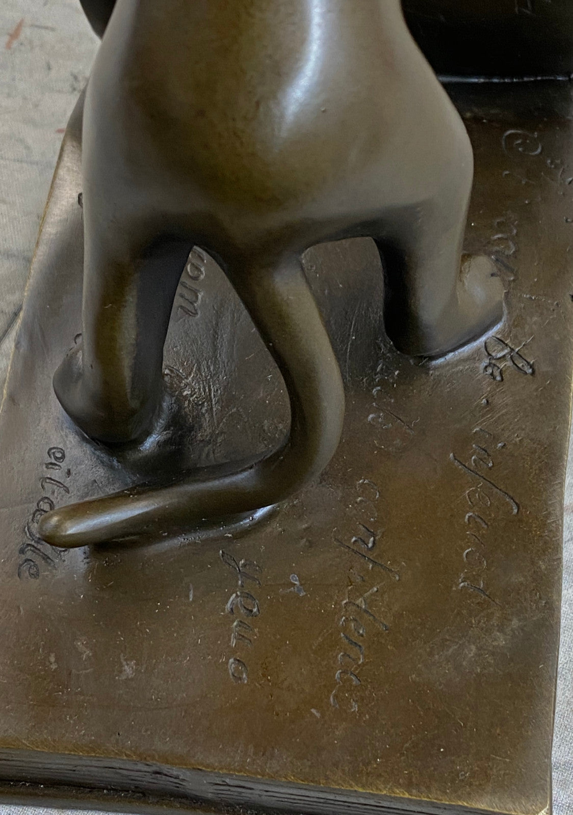 Handcrafted bronze sculpture SALE Book Bookends Cat Playful Two Original Signed