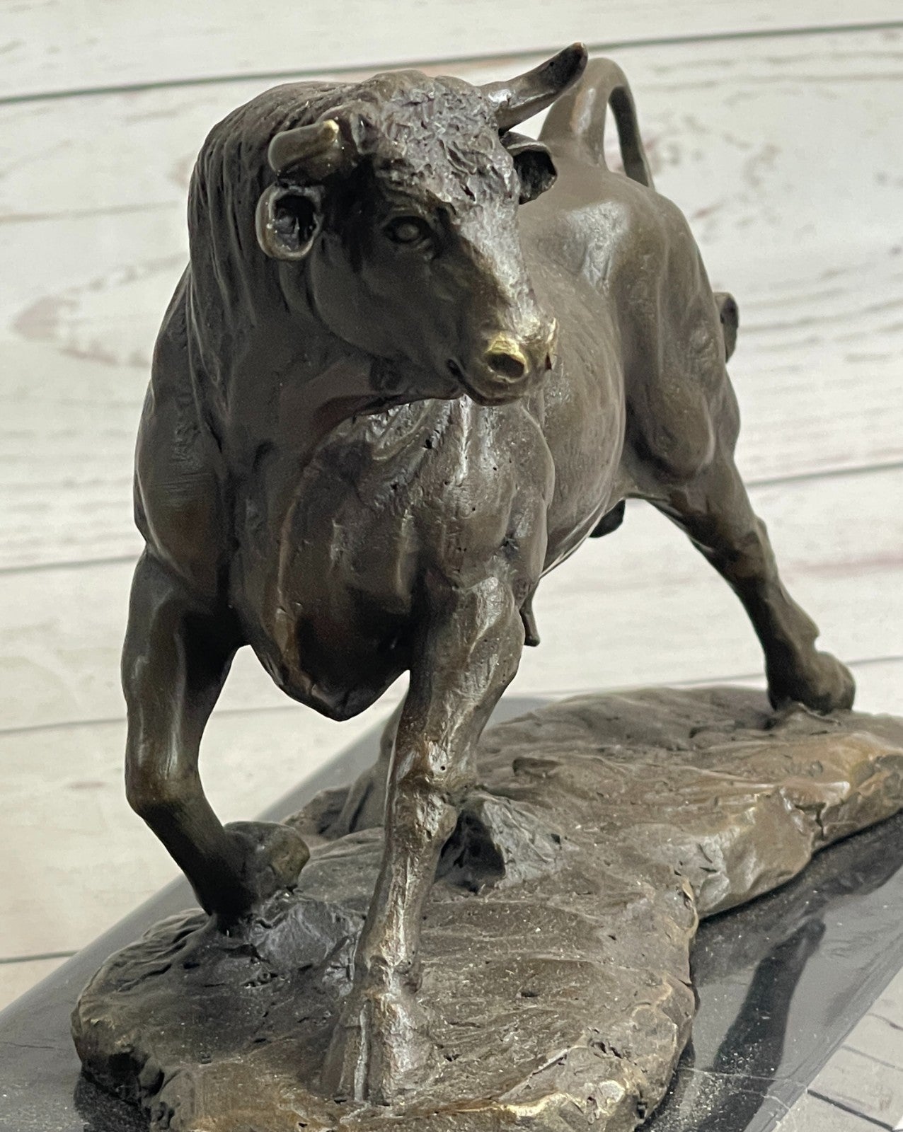 Bronze Abstract Bronze Bull Horns Statue Figurine Sculpture Stock Broker Gift