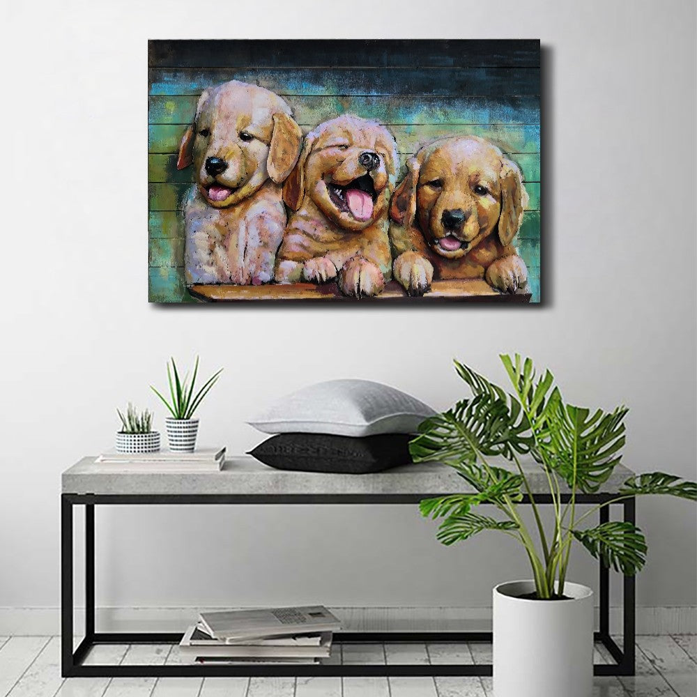 Dogs  3D bedroom decoration art set metal wall painting custom oil painting Art Deco