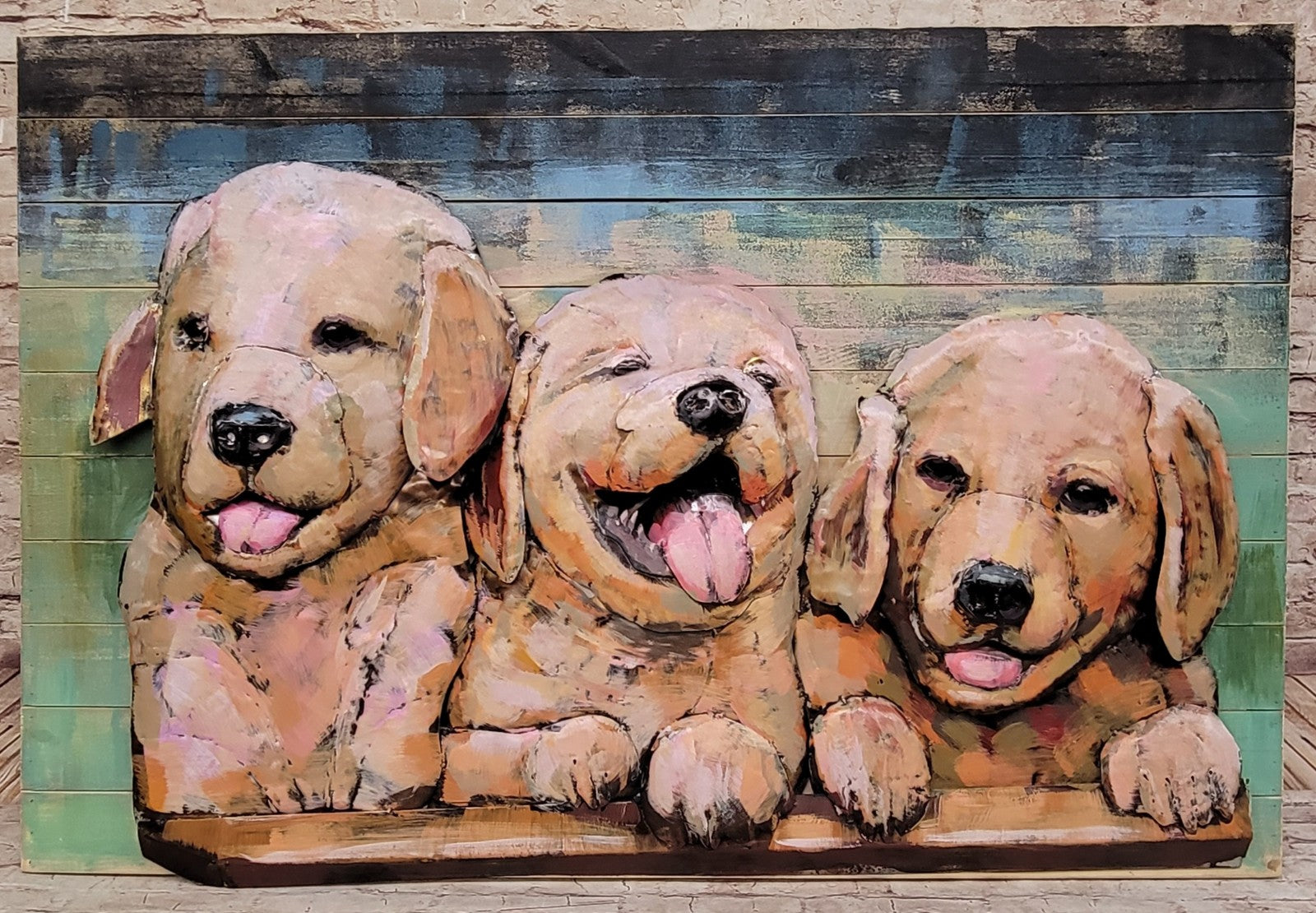 Dogs  3D bedroom decoration art set metal wall painting custom oil painting Art Deco