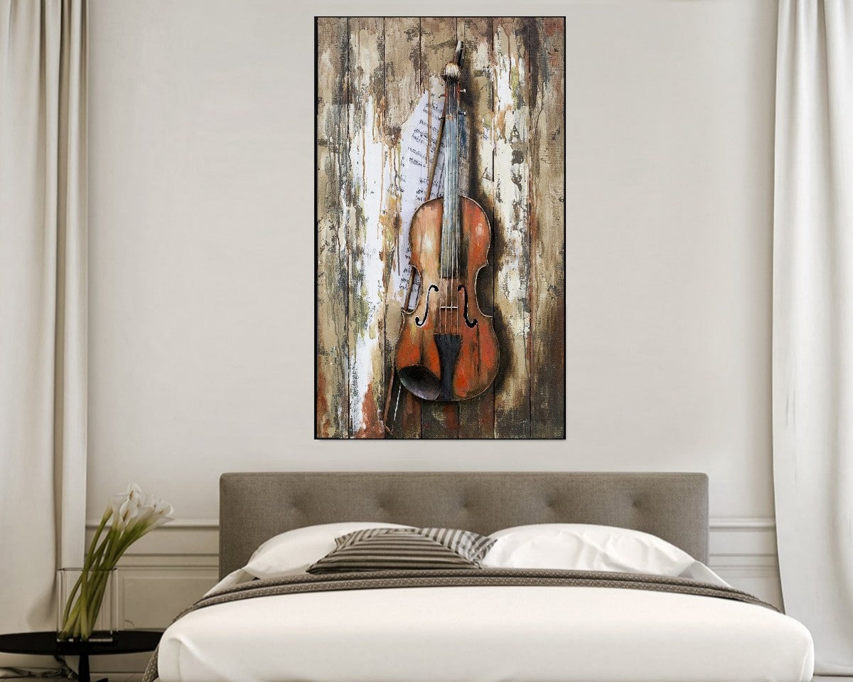 3D Original Metal Wall Art Abstract modern violin Painting Sculpture Indoor NEW