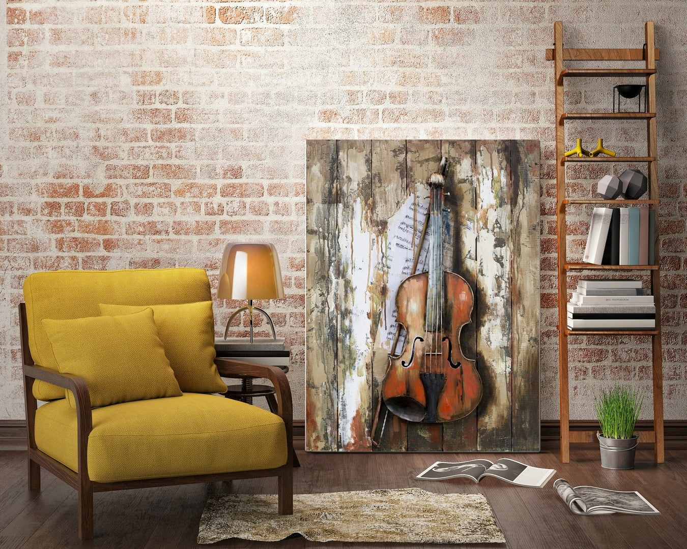 3D Original Metal Wall Art Abstract modern violin Painting Sculpture Indoor NEW