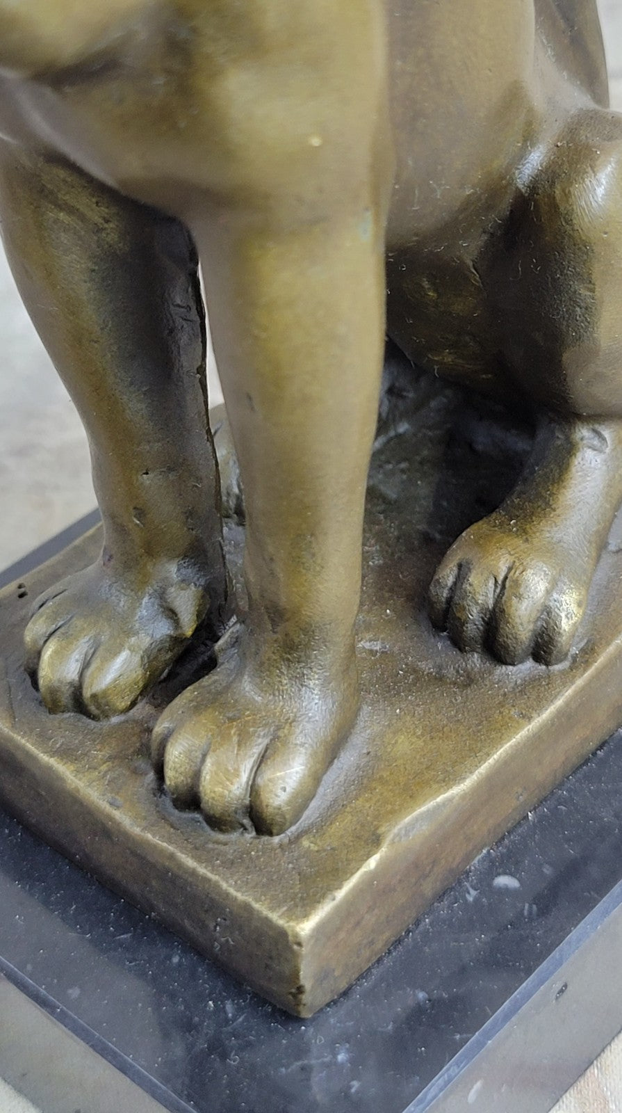 Art Deco Anniversary Nude Sphinx Female Egyptian Lion Candleholder Bronze Statue