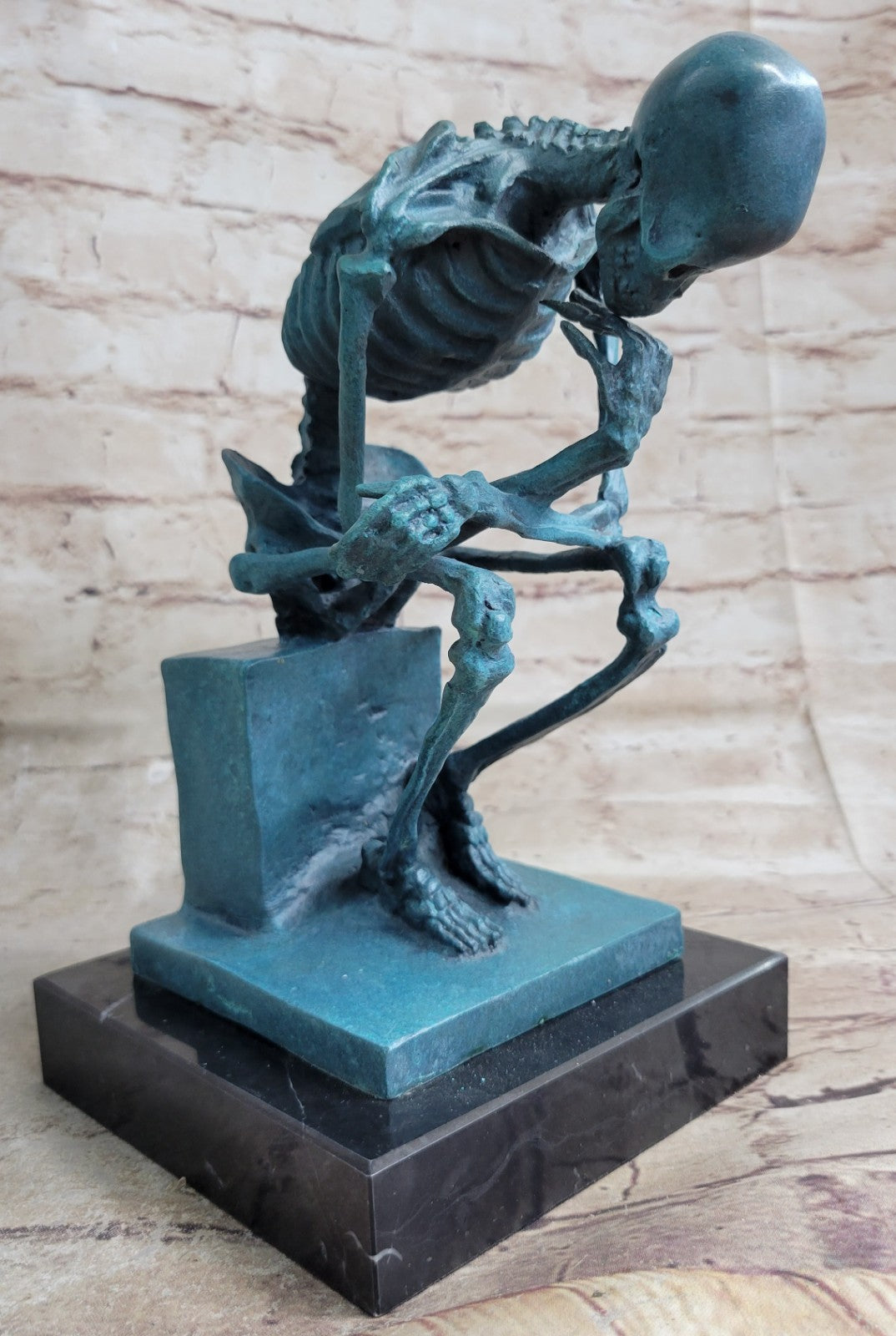 Bronze Sculpture Large Skeleton Halloween Home Office Decoration Figurine Large