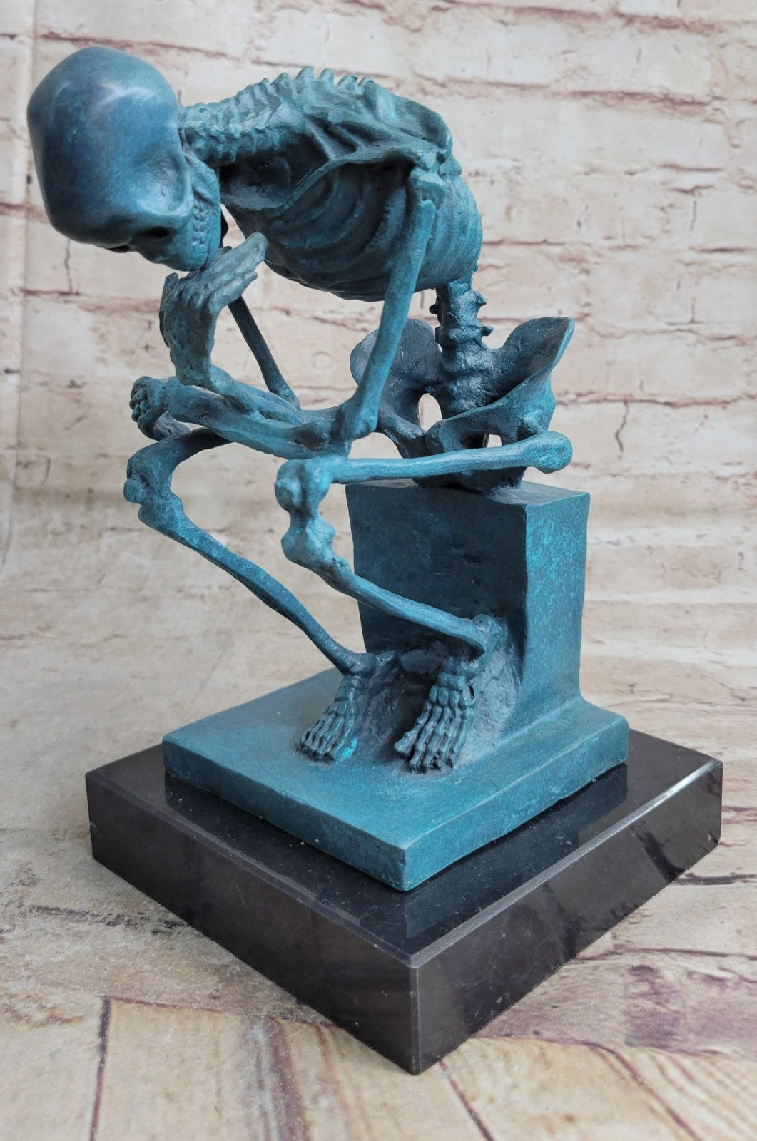 Bronze Sculpture Large Skeleton Halloween Home Office Decoration Figurine Large