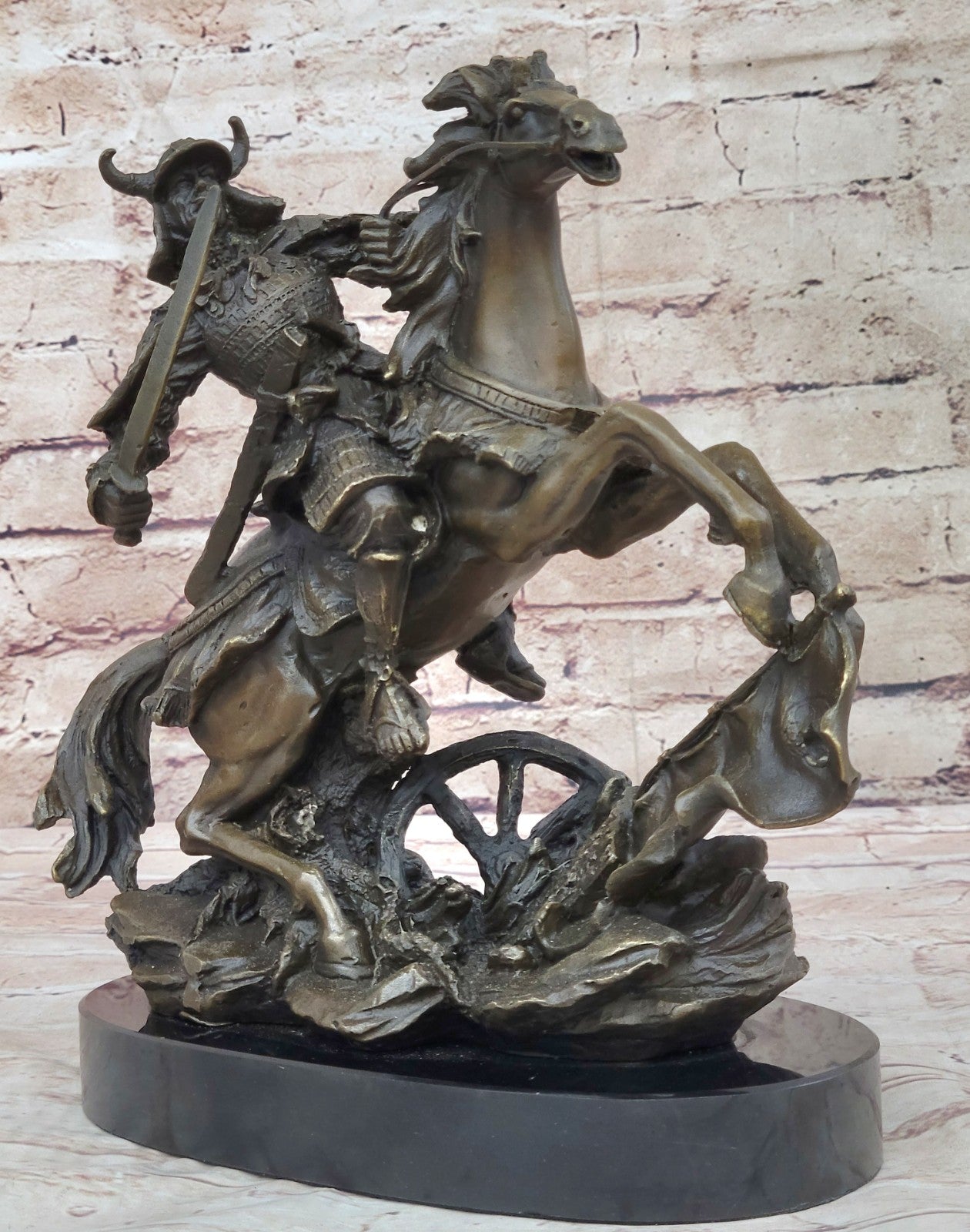 Handcrafted bronze sculpture SALE Hot Horse On Samurai Warrior Japanese Pure