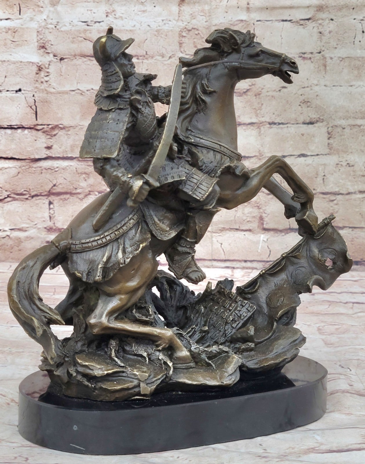 Handcrafted bronze sculpture SALE Hot Horse On Samurai Warrior Japanese Pure