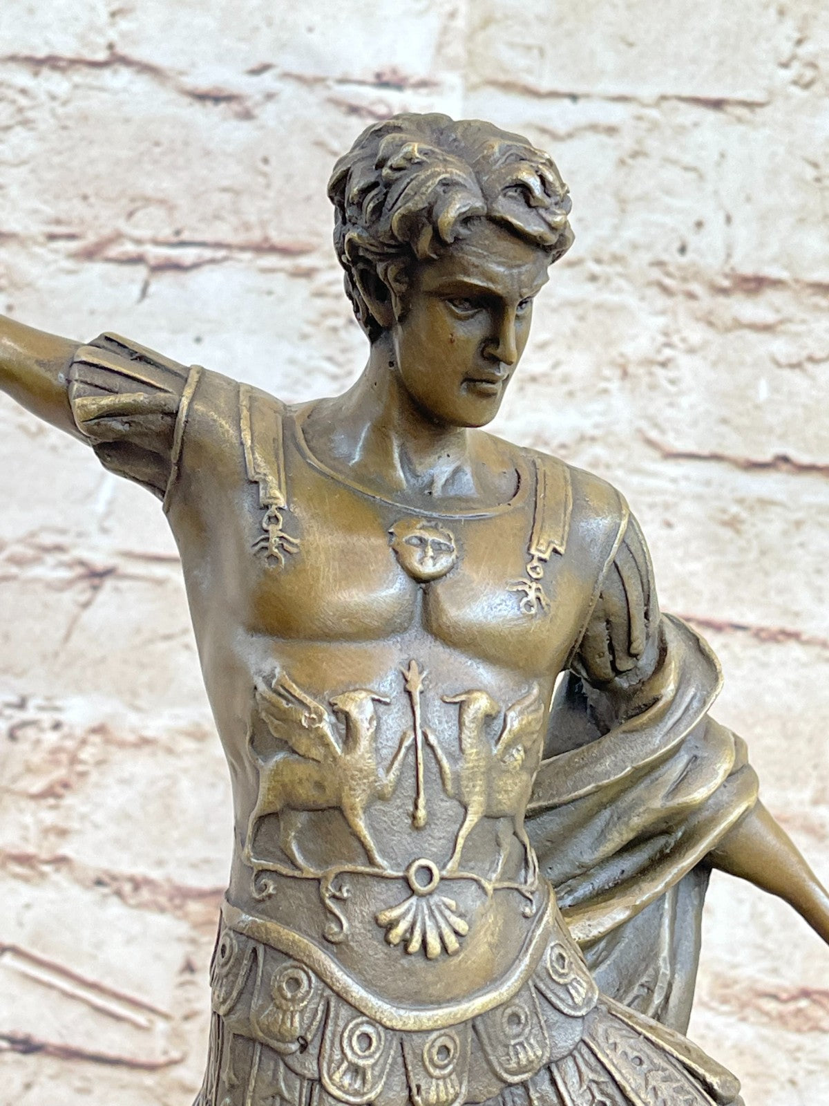 European Bronze Figurine Religious Archangel Saint Michael stepping on demon Art