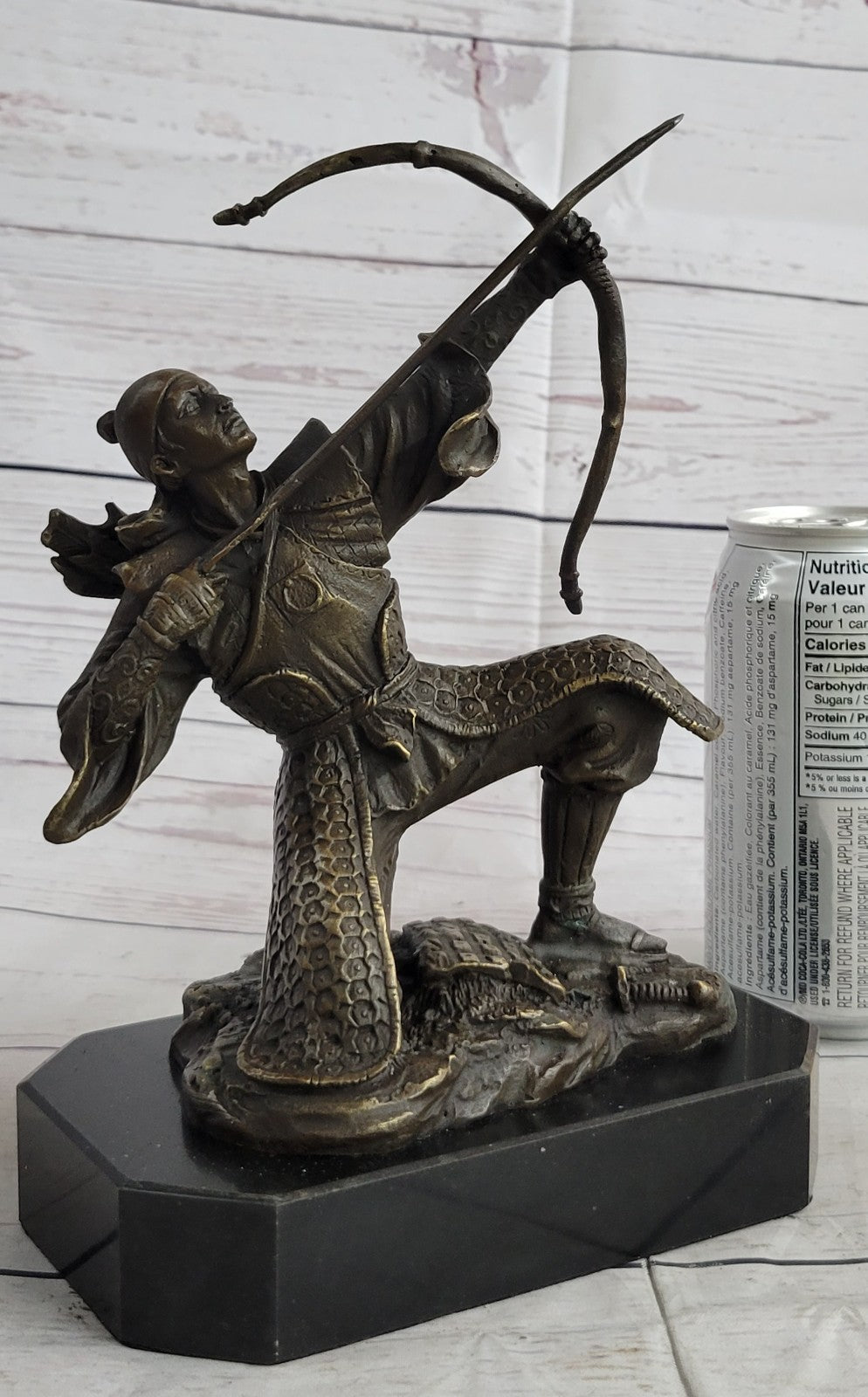 Vintage RARE Signed Kamiko Solid Bronze Samurai Figure Statue Sculpture Deco