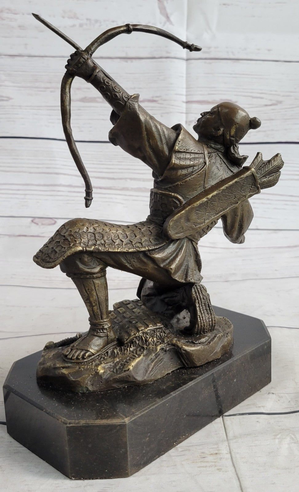 Vintage RARE Signed Kamiko Solid Bronze Samurai Figure Statue Sculpture Deco