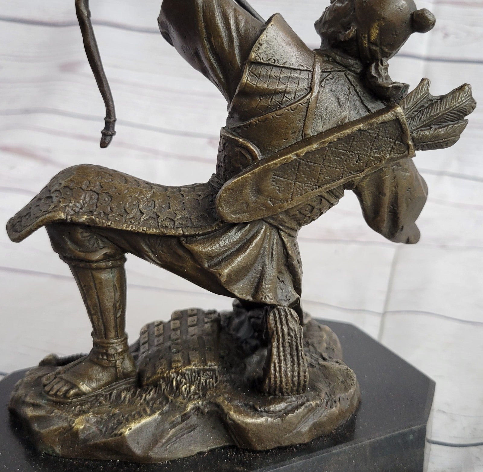 Vintage RARE Signed Kamiko Solid Bronze Samurai Figure Statue Sculpture Deco