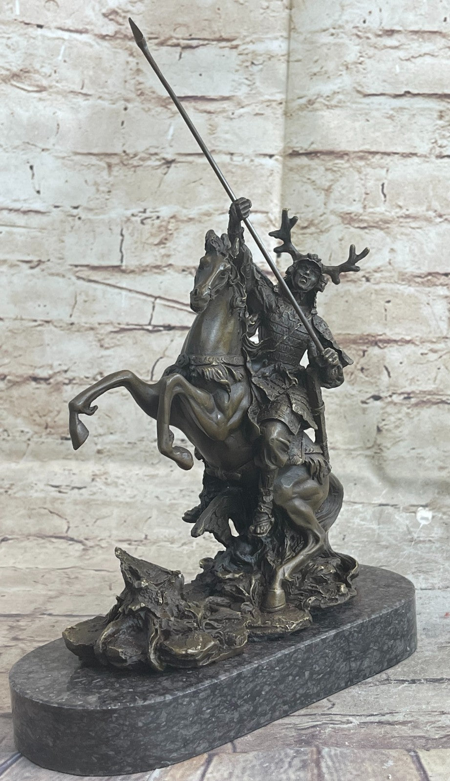 Vintage Bronze HORSE & SAMURAI WARRIOR Statue Cloisonne Japanese SIGNED Artwork