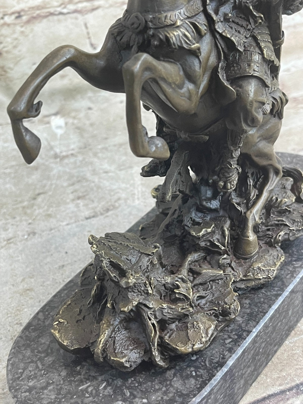 Vintage Bronze HORSE & SAMURAI WARRIOR Statue Cloisonne Japanese SIGNED Artwork